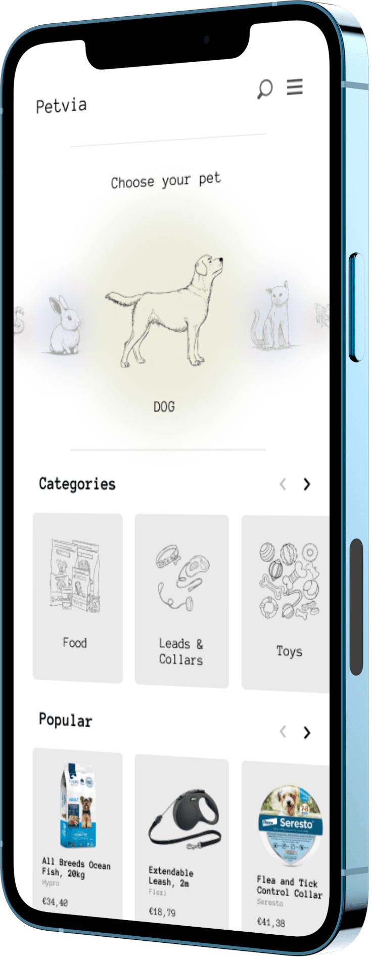Petvia app picture screen 1